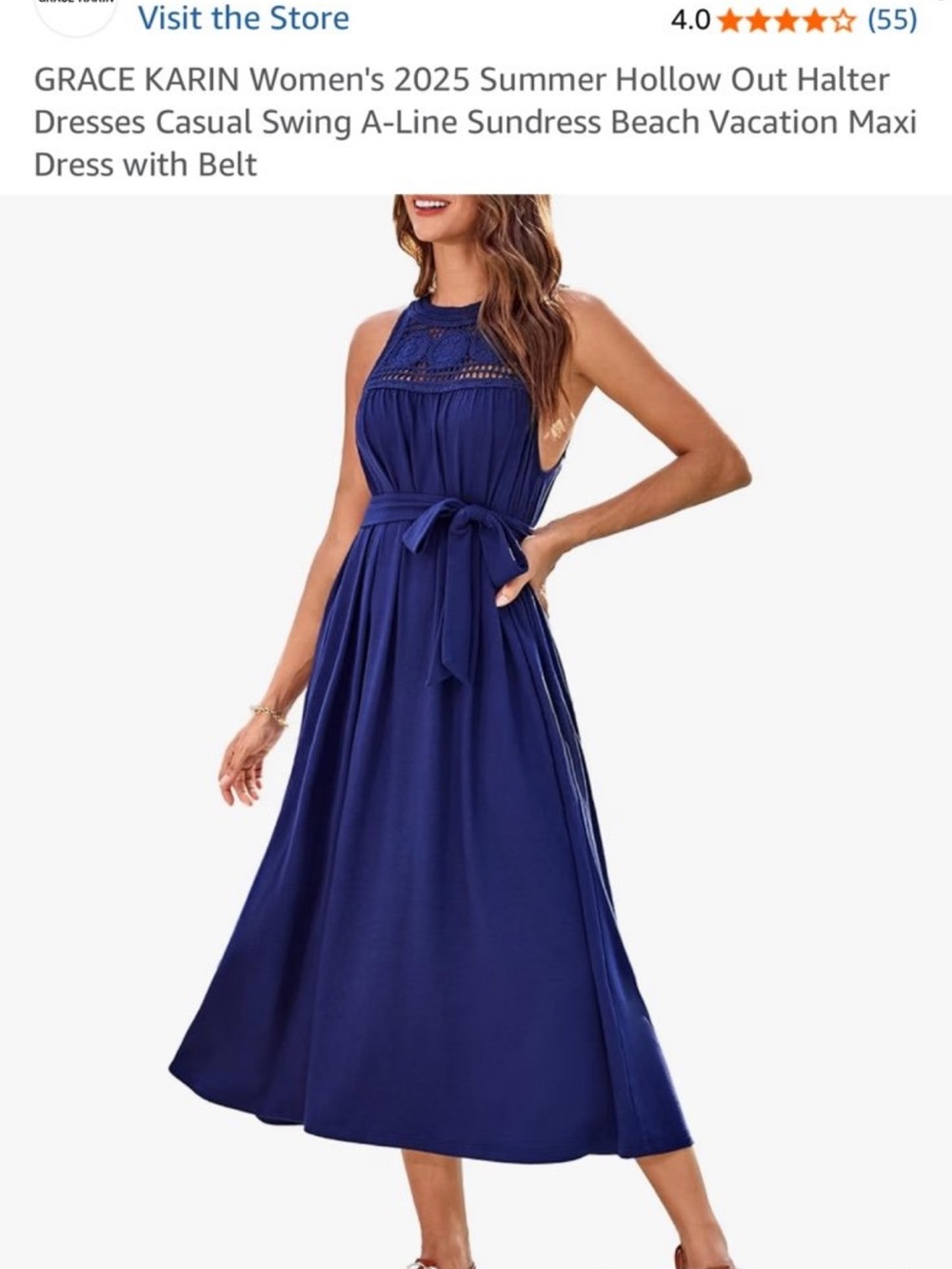 GRACE KARIN Women's Summer Hollow Out Halter Maxi Dress